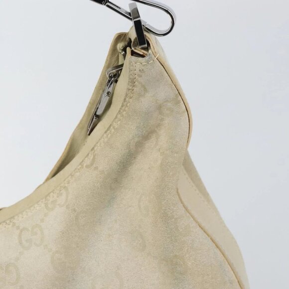 GUCCI GG Canvas Shoulder Bag Suede White Silver 000 0602 Auth am10075 - Picture 10 of 16